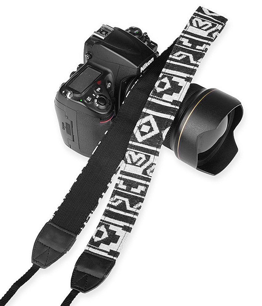 black and white camera strap