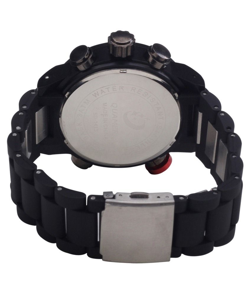 Quamer Black Steel Sports Wrist Watch Buy Quamer Black Steel Sports