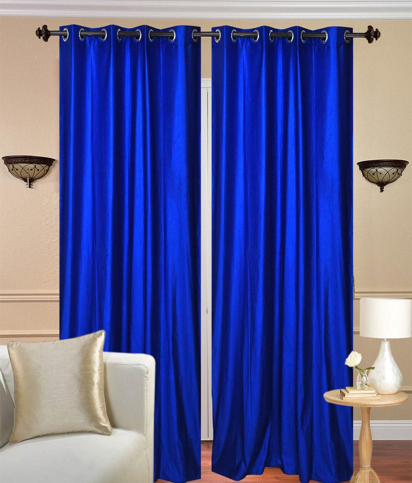     			Tanishka Fabs Solid Semi-Transparent Eyelet Curtain 7 ft ( Pack of 2 ) - Blue