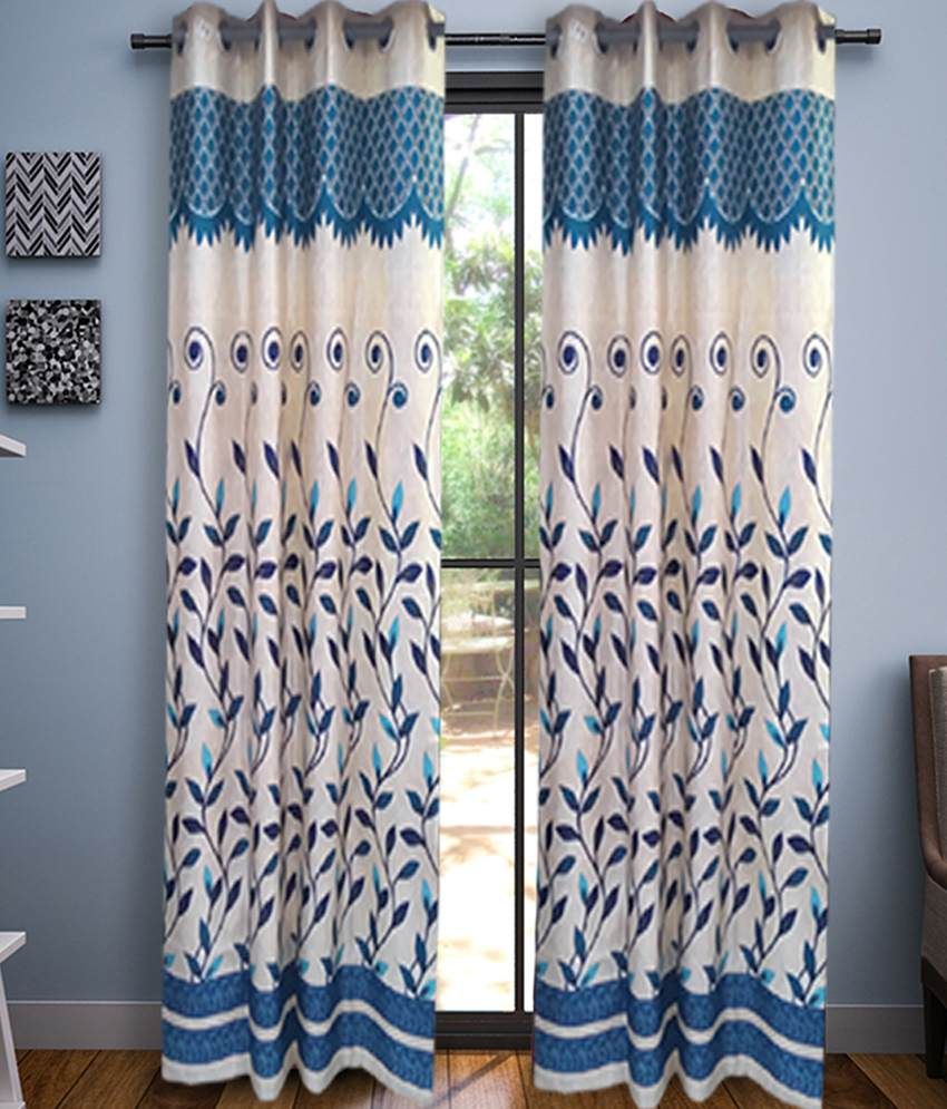     			Tanishka Fabs Solid Semi-Transparent Eyelet Curtain 7 ft ( Pack of 2 ) - Multi Color