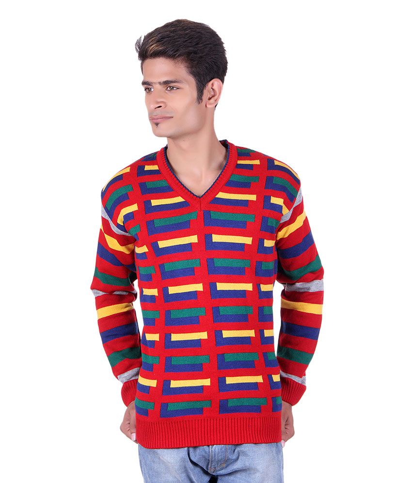 Black Velly Multicolour Full Acrylic Vneck Sweater Buy Black Velly Multicolour Full Acrylic V