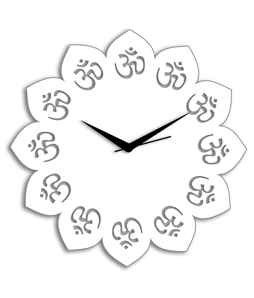 Creative Width White Aum In Petals Religious Wall Clock Buy