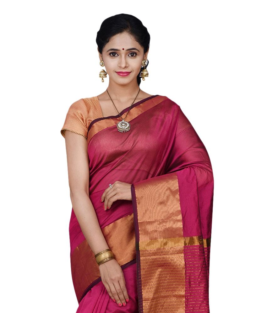 Sri Balaji Tex Pink Cotton Silk Saree - Buy Sri Balaji Tex Pink Cotton ...