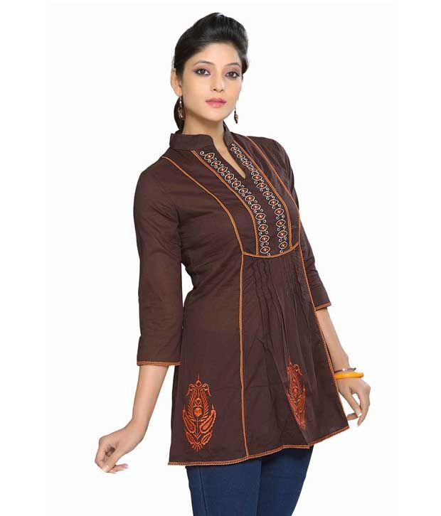 Mumbai Slang Chocolate Brown KurtaKurti Buy Mumbai Slang Chocolate