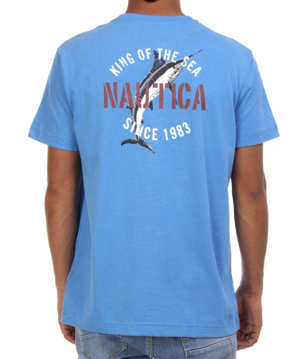 graphic tee with light blue