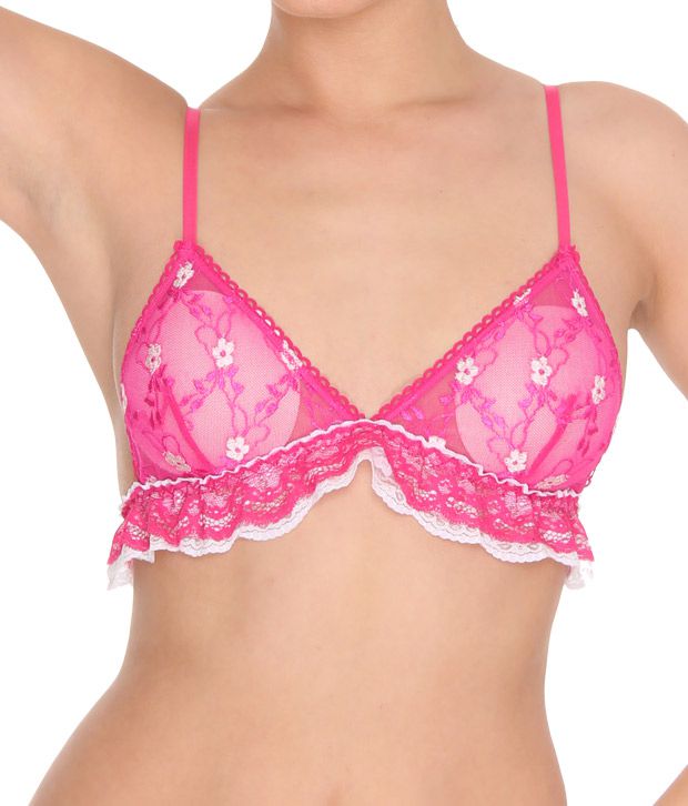 Buy Bedazzle White And Pink Lycra Bra And Panty Set Online At Best Prices