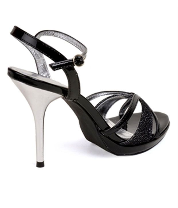 black pencil heel sandals