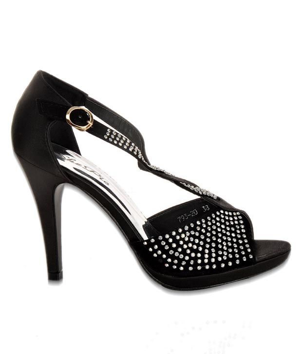 black pencil heel sandals