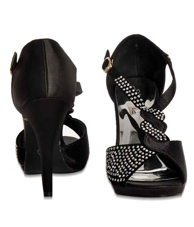 black pencil heel sandals