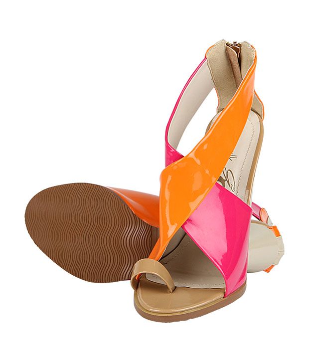 pink and orange sandals heels