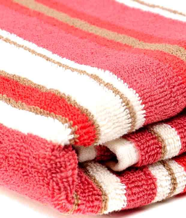 Comfy Towels Red & White Cotton Bath Towel Buy Comfy Towels Red