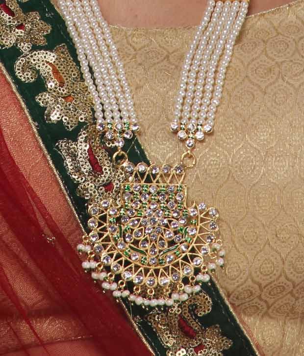 Artan Fashionable Pearl Adorned Long Haar & Choker Set Buy Artan