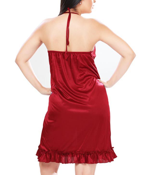 Buy Lucy Secret Deep Red Halter Nighty Online At Best Prices In India Snapdeal 