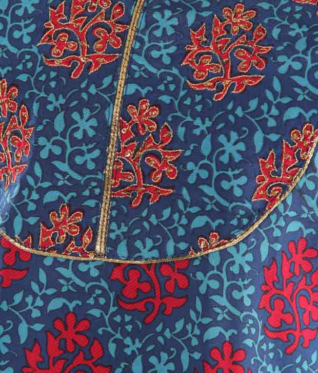 Sabhyata Blue-Red Art Crepe Printed Kurti - Buy Sabhyata Blue-Red Art ...