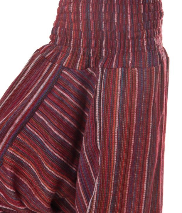 maroon striped pants