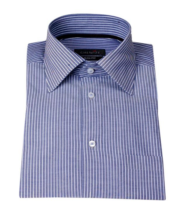 Chemize Navy Blue \u0026 White Stripes Shirt 