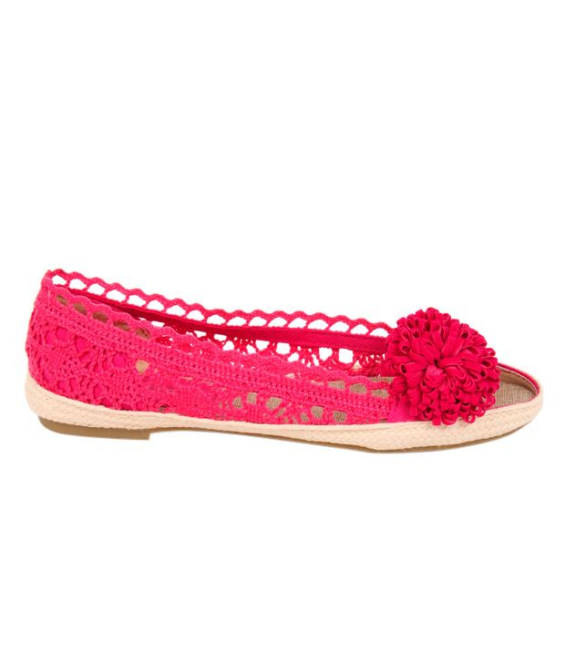 K22 Dark Pink Corsage Peep Toe Ballerina Price in India- Buy K22 Dark Pink Corsage Peep Toe 