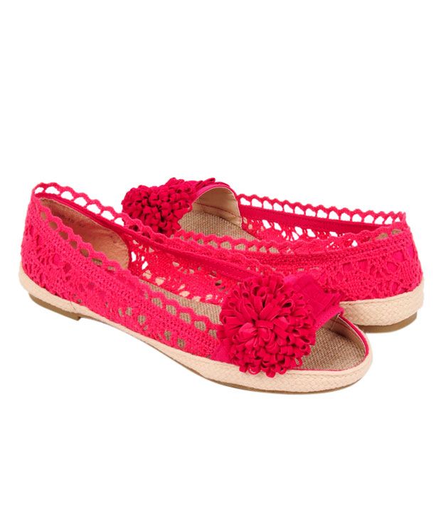 K22 Dark Pink Corsage Peep Toe Ballerina Price in India- Buy K22 Dark Pink Corsage Peep Toe 