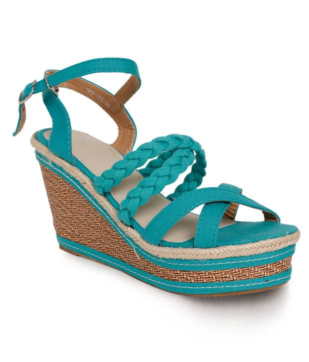 Fnb Nell Sea Green Wedge Heel Sandals Price In India Buy Fnb Nell Sea