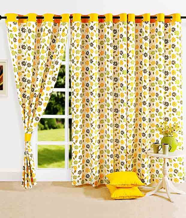 Swayam Yellow Floral Curtain Buy Swayam Yellow Floral Curtain