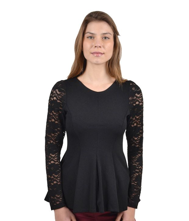 black lace peplum top