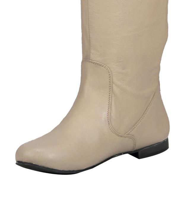 cream boots knee high