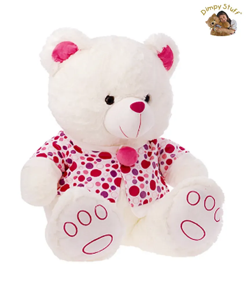 Dimpy Stuff White Teddy Bear with Colourful T shirt Soft Toy 50 cm