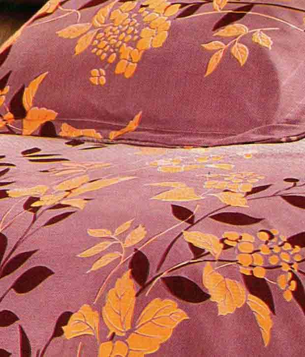 Gloria Rust Orange Floral Bed Sheet With Two Pillow Covers Buy Gloria
