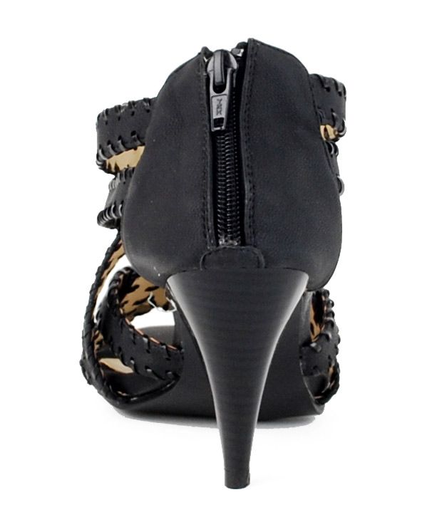 black cone heel sandals