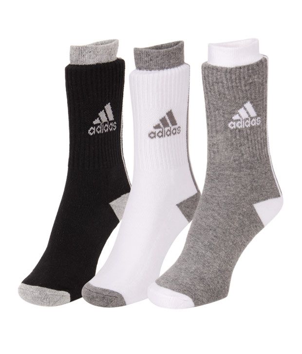 Adidas Grey, Black & White Socks - 3 Pair Pack: Buy Online at Low Price ...