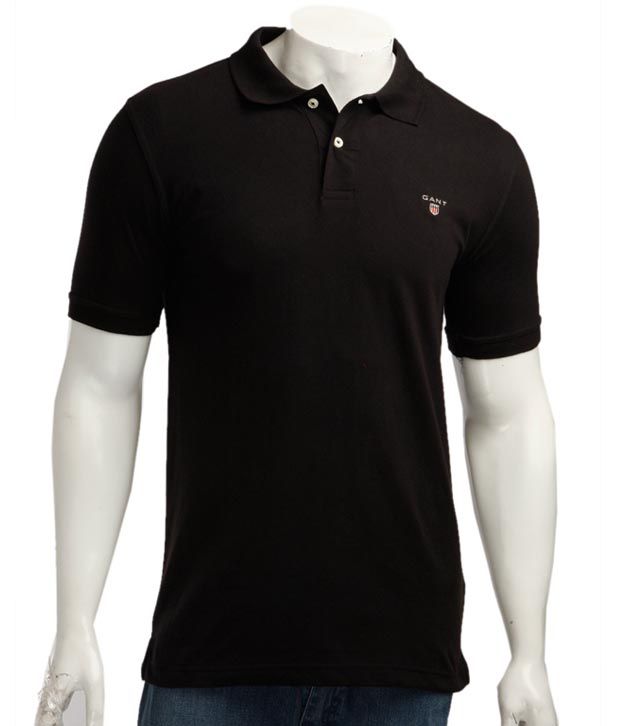Gant Black Solids Polo T Shirt - Buy Gant Black Solids Polo T Shirt Online at Low Price 