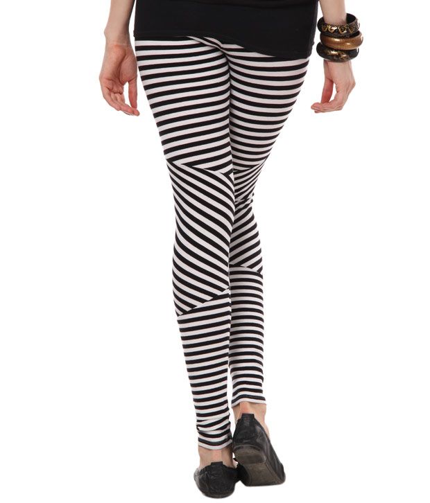 Femmora BlackWhite Striped Cotton Spandex