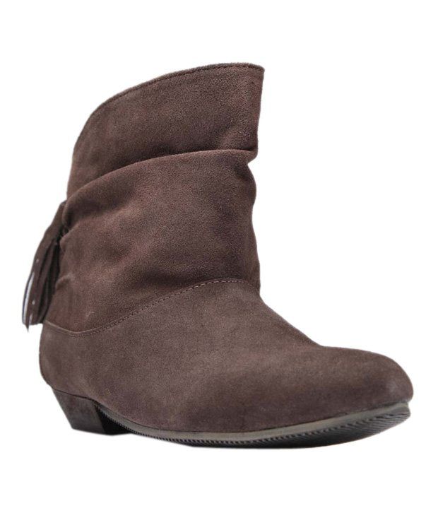 Aiva Dark Brown High Ankle Length Boots Price in India- Buy Aiva Dark ...