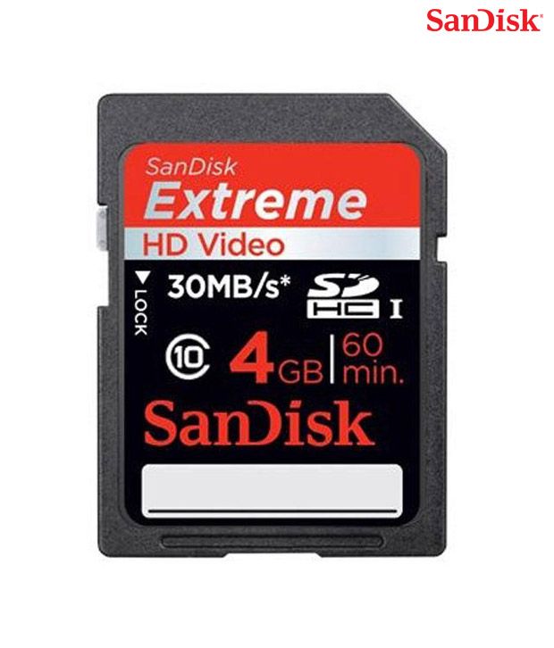 Sandisk Extreme Hd Video SDHC 4GB 30Mb/S Class 10 Memory ...