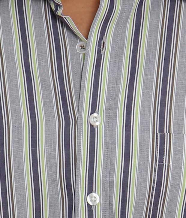 purple green striped shirt