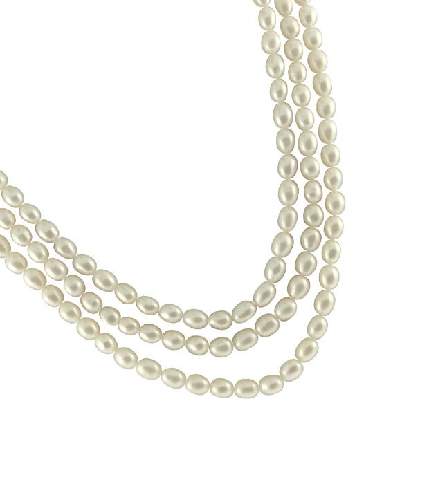 Sri Jagdamba Pearls 3 String Oval Pearl Necklace Buy Sri Jagdamba Pearls 3 String Oval Pearl