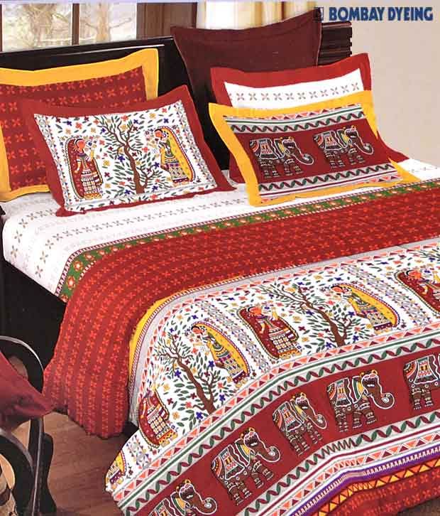 Bombay Dyeing Celebrating India Double Bed Sheet With 4