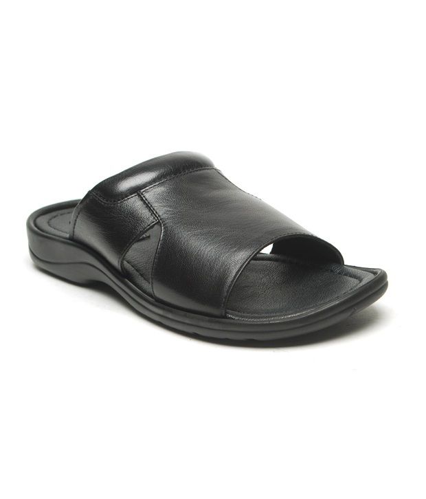 Ganuchi Distinct Black Leather Slippers 