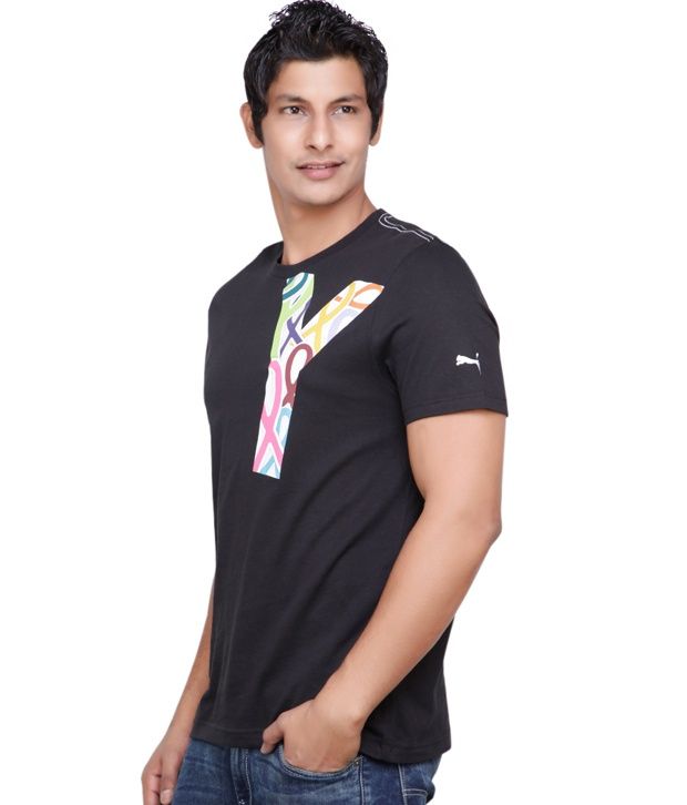 Buy Youwecan Y Black Printed T Shirt 