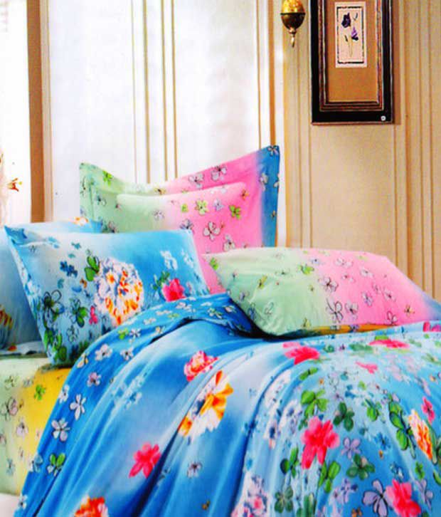 Wrap Floral Blue Bed Sheets Buy Wrap Floral Blue Bed Sheets Online at Low Price in India