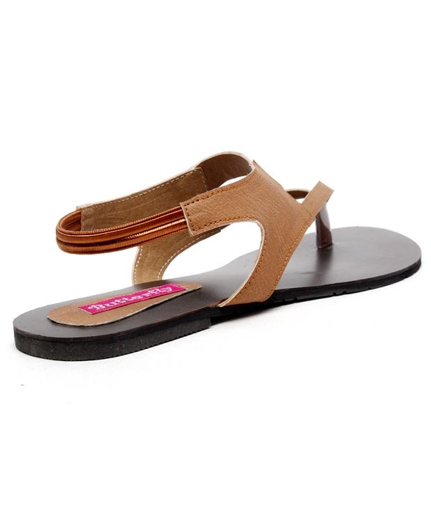 ladies tan flat sandals