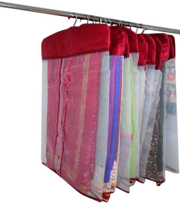 Buy AMaze Red Satin Hanging Saree Cover Set of 12 Pcs at Best Prices in India Snapdeal