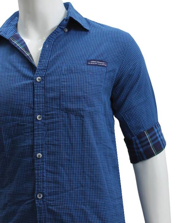 blue checkered shirt men