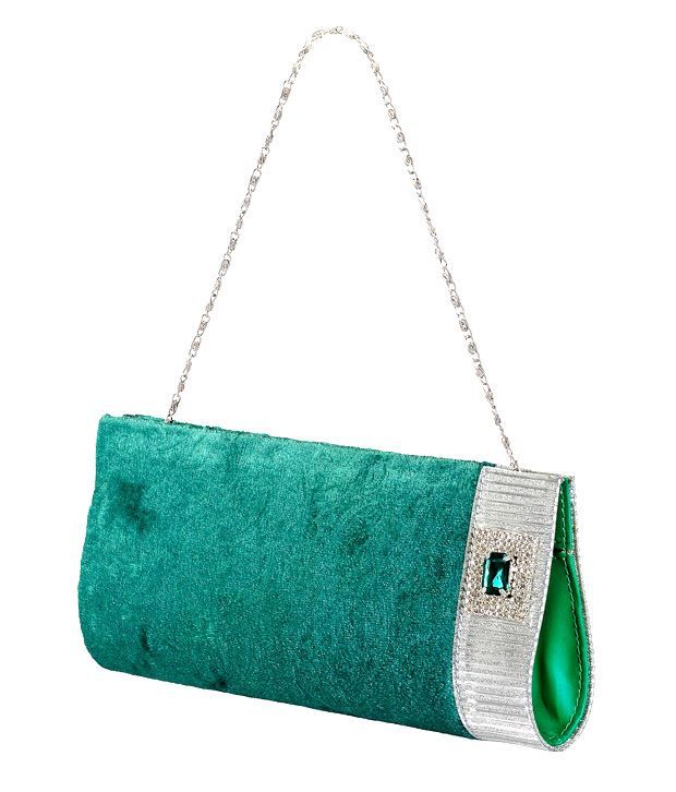 green velvet clutch bag