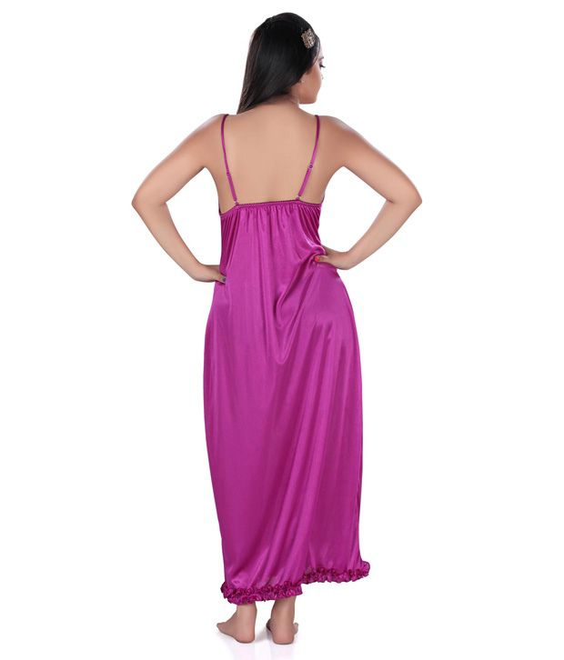 Buy Lucy Secret Purple Satin Nighty With Robe Online At Best Prices In India Snapdeal 