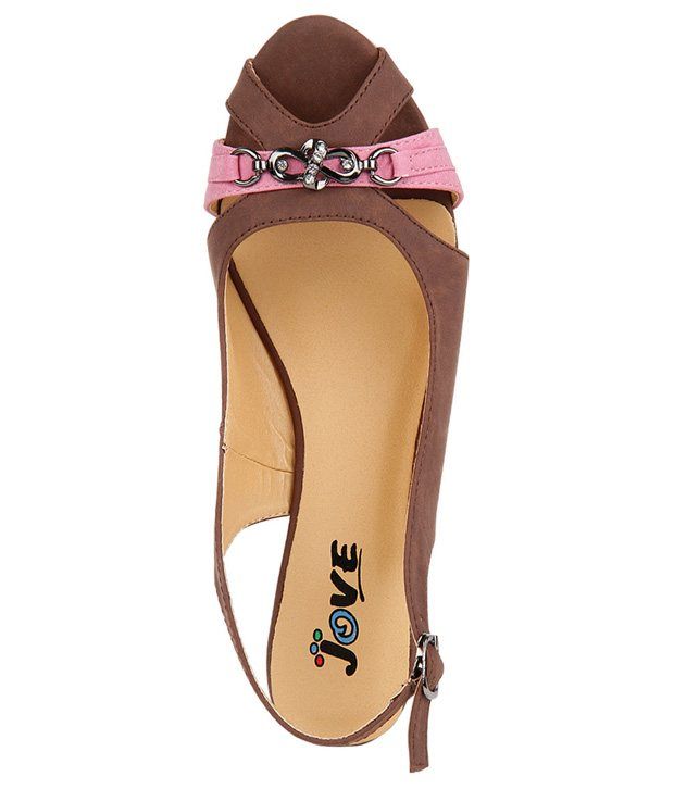 Jove Enticing Brown Wedge Heel Sandals Price in India- Buy Jove Enticing Brown Wedge Heel 