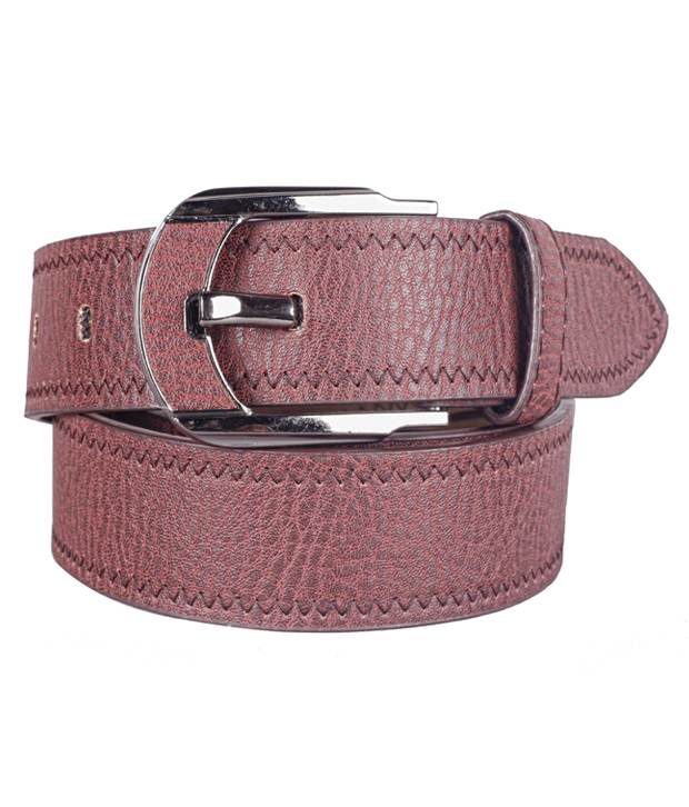 Flying Colors Cherry Brown Stitched Formal Men's Belt: Buy Online at ...