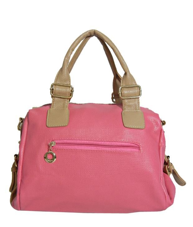 Nell Pink & Beige Croc Finish Satchel Bag - Buy Nell Pink & Beige Croc ...