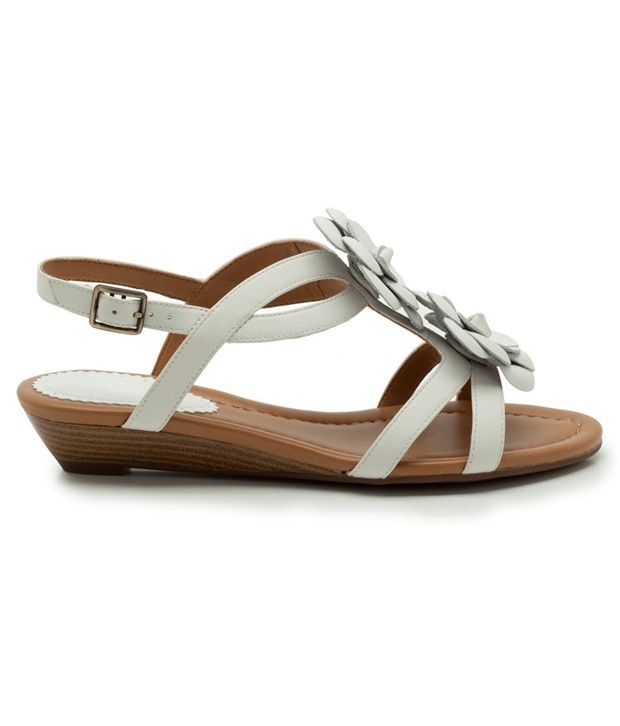 Clarks Floral White Wedge Heel Sandals Price in India- Buy Clarks Floral White Wedge Heel 