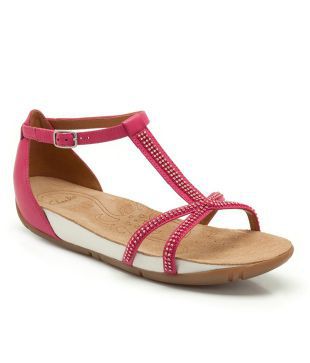 Clarks Rona Sparkle Pink Flat Sandals 